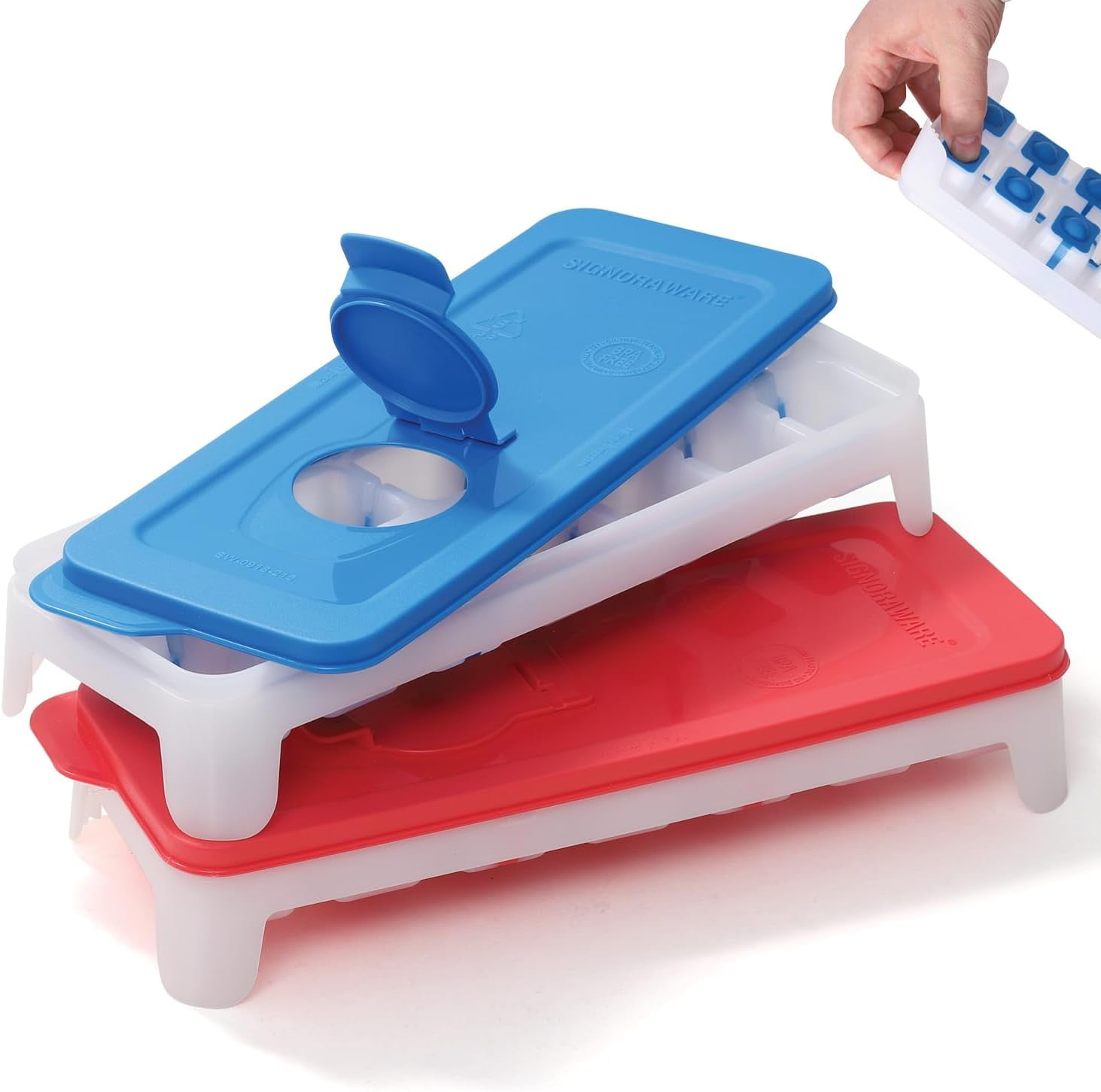 Silicone Ice Cube Trays for Freezer Freeze Pop Holders Set of 2
