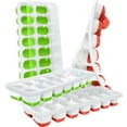 thumbnail image 1 of Silicone Ice Cube Trays With Lids (Pack of 4, Green/Red) Easy-Release 56 pcs Stackable Ice Molds or Ice Cube Trays for freezer with Spill Resistant Removable Lid for Freezer, Cocktail, 1 of 5