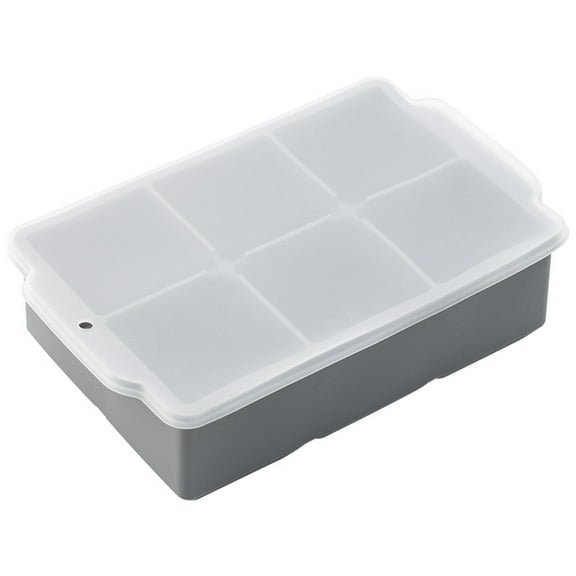 Silicone Ice Cubes Trays With Lid 6 Compartments - Large Size Silicone Ice Cubes Molds with Leak Proof Whiskey Mixing And Ice Making Box Household Easy Demolding Ice Cubes Clearance