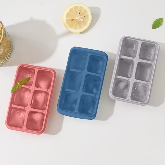 - Silicone Ice Lattice with Lid for Refrigerator Household Ice Making 3-Piece Set 3PCS, Blue