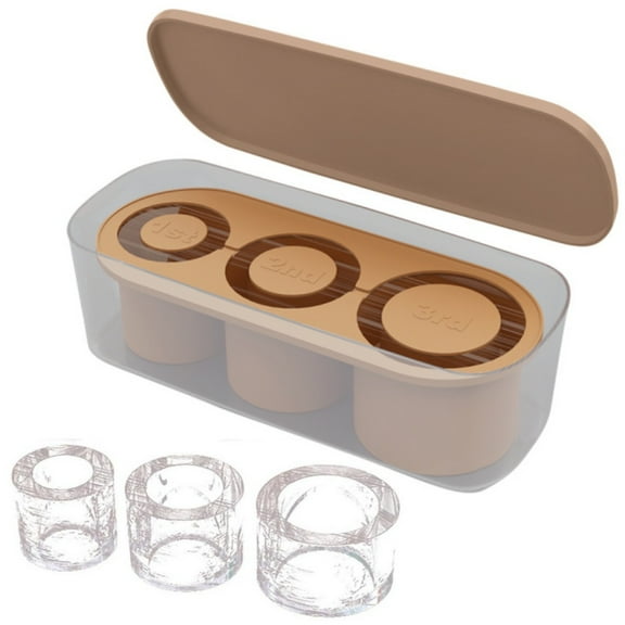 Silicone Ice Mold, Dingrich 20-40 oz Ice Tray for Water Bottles, Cylinder-Shaped Ice Making Mold with Lid & Bin for Freezer, Ice Cube Tray for Insulated Water Cup Tumblers Accessories (Brown)