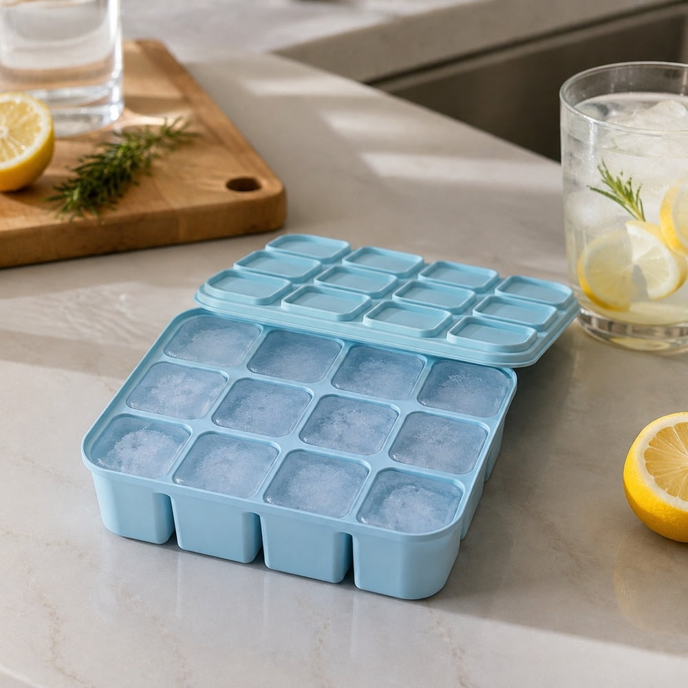 Silicone Ice Mold with Lid, 12-Cavity Easy Demold Rectangular Ice Tray ...
