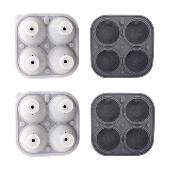 Silicone Ice Molds for Freezer, 2 Pack 6X6 Inch Whiskey Ice Mold, Sphere Ice Maker, Round Ice Cube Mold, 4-Cell Large 1.8 Inch Spherical Ice Ball Production Set for Chilling