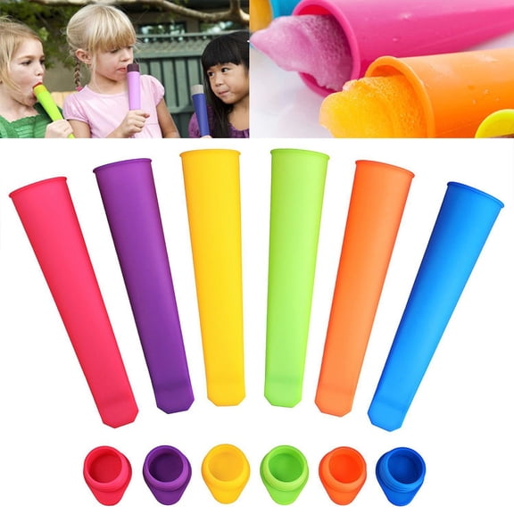 Silicone Ice Pops Molds, Popsicle Molds with Lids, 6 Pcs Silicone Popsicle Molds, Reusable Popsicle Tubes, Durable Pure Color Ice Pops Makers