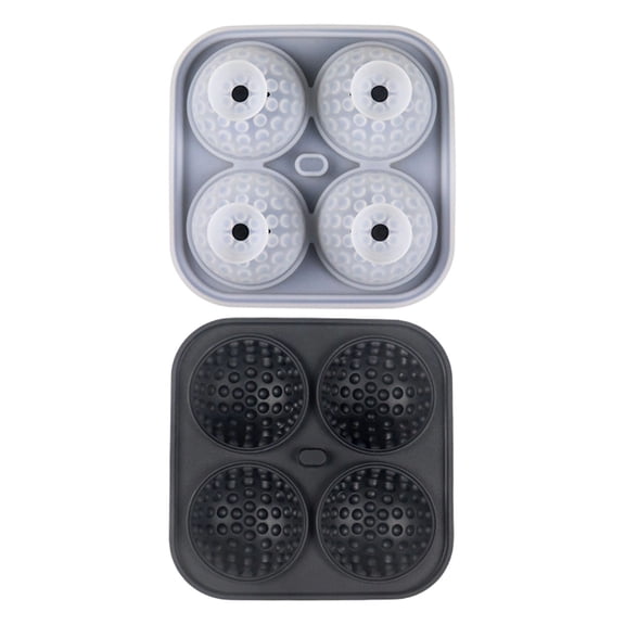 Silicone Ice Sphere Tray with Funnel, 4 Cavity Slow Melting Round Ice Cube Maker for Whiskey and Cocktails, Reusable Ice Ball Mold for Home Bar Accessories