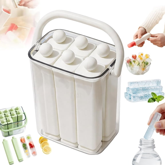 Silicone Ice Stick Tray with Storage Caddy, Long Ice Cube Mold with Lid, Rectangular Narrow Stick Silicone Ice Cube Tray Reusable, for Small Mouth Sport Bottles, Cocktail Parties