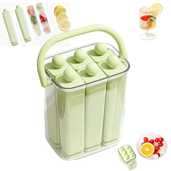 Silicone Ice Stick Tray with Storage Caddy, Long Narrow Ice Cube Mold for Water Bottles, Portable Carrying Case Popsicle Maker with Easy-Release Design