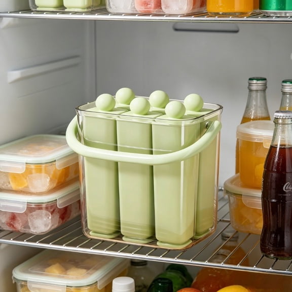 Silicone Ice Stick Tray With Storage Caddy, Long Strip Ice Mold For Freezer, Twist Release Food Grade Ice Maker For Home Kitchen, Space Saving Ice Tray With Lid – Green