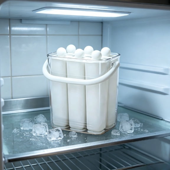 Silicone Ice Stick Tray With Storage Caddy, Long Strip Ice Mold For Freezer, Twist Release Food Grade Ice Maker For Home Kitchen, Space Saving Ice Tray With Lid – White