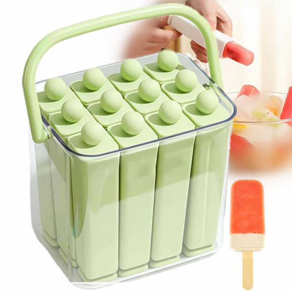 Silicone Ice Stick Tray with Storage Caddy, Reusable Twist-Release Ice Stick Mold with Compact Storage Box, Ice Cube Maker for Infused Water Drinks Homemade Frozen Treats