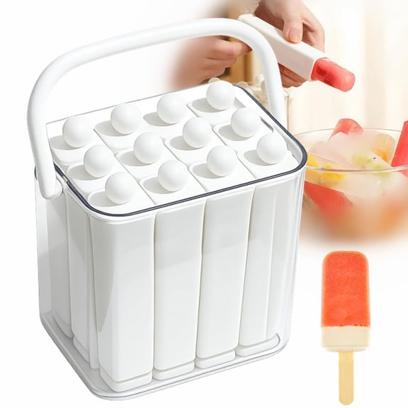Silicone Ice Stick Tray with Storage Caddy, Reusable Twist-Release Ice Stick Mold with Compact Storage Box, Ice Cube Maker for Infused Water Drinks Homemade Frozen Treats