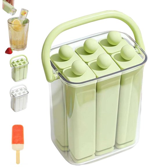 Silicone Ice Stick Tray with Storage Caddy, Twist-Release Ice Stick Tray with Storage Box,6Pcs Portable Carrying Case Homemade Popsicle Molds, Compact Ice Cube Maker