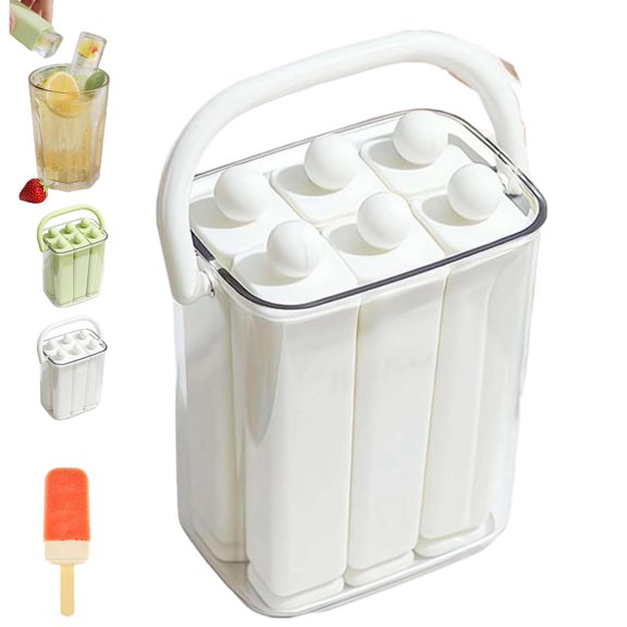 Silicone Ice Stick Tray with Storage Caddy, Twist-Release Ice Stick Tray with Storage Box,6Pcs Portable Carrying Case Homemade Popsicle Molds, Compact Ice Cube Maker