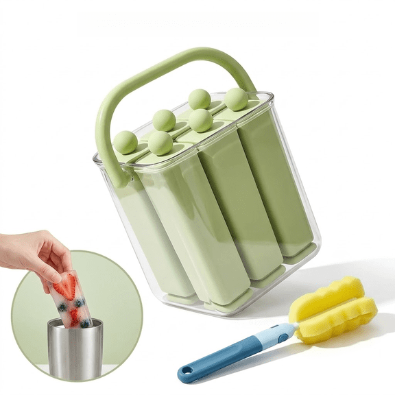 Silicone Ice Stick Tray with Lid and Storage Caddy, Narrow Ice Mold for Water Bottles and Tumblers