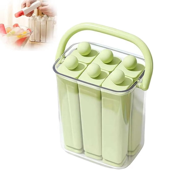 Silicone Ice Stick Tray with Storage Caddy - Rectangular Narrow Ice Pop Mold with Lid, Easy Release, Portable for Freezer and Travel