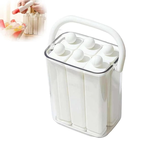 Silicone Ice Stick Tray with Storage Caddy - Rectangular Narrow Ice Pop Mold with Lid, Easy Release, Portable for Freezer and Travel