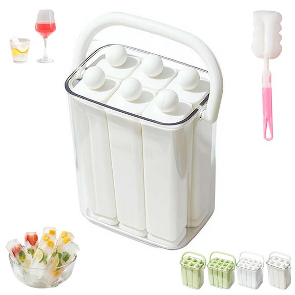 Silicone Ice Stick Tray with Storage Caddy, Reusable Long Ice Cube Maker