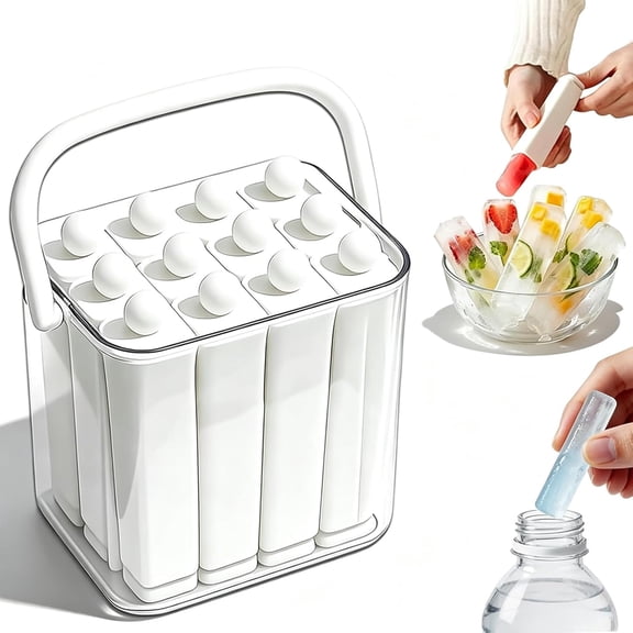 Silicone Ice Stick Tray with Storage Caddy, Reusable Long Narrow for Sports Bottles