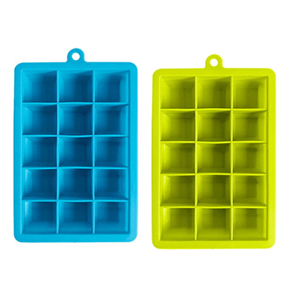 LessMo Ice Cube Tray with Lid - 2 Pack Large Silicone Ice Tray Molds for  Freezer, BPA Free, Big Square Ice Cube for Whiskey, Cocktails, Baby Food