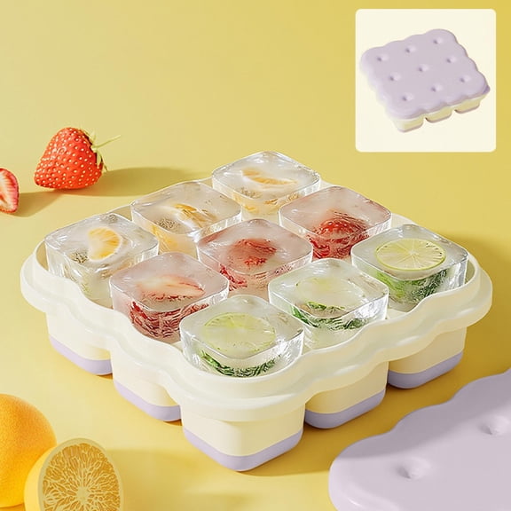 Silicone Ice Tray - Food-grade Ice Mold for Freezer with Lid for Whiskey,BPA Free, Easy Release Stackable Ice Tray