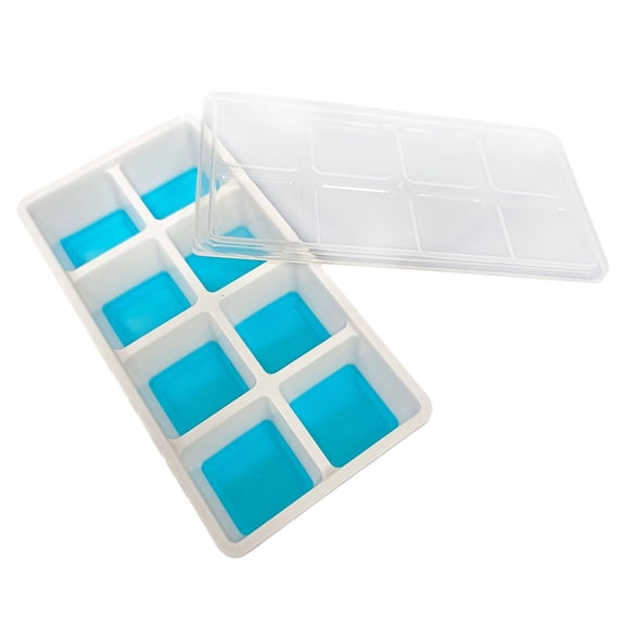 Silicone Ice Tray with Lid, Flexible Soft Bottom Ice Maker for 8 Trays, Multi-Purposezer Container for Food, Ice s, and Drinks, Easy to Clean, Reusable