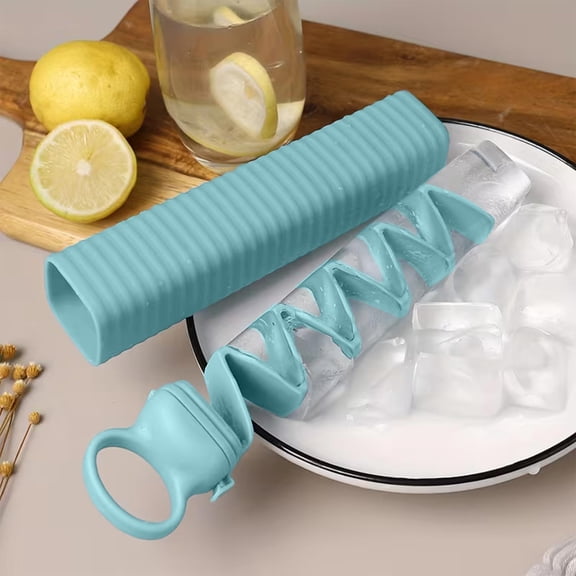Silicone Ice Tray with Pull-Out Design, Long Strip Ice Molds and Cube Ice Tray, Reusable Ice Maker for Kitchen, Portable Ice Box for Home and Travel, Blue or Red