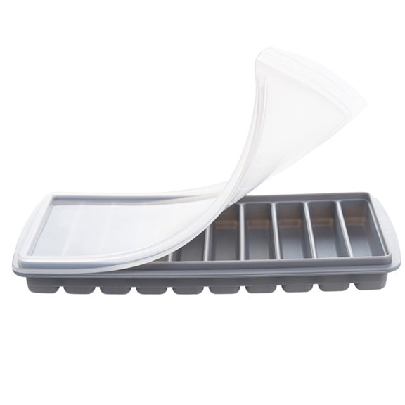 Silicone Ice Tray with Lid - 10 Cubes, Leakproof, Dishwasher Safe - for Parties/Kitchen, Freeze Water/Fruits/Coffee - Easy Release, Reusable
