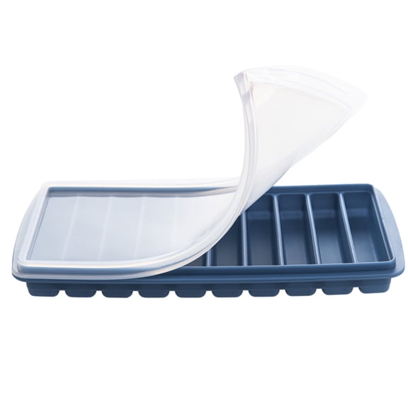 Silicone Ice Tray with Lid - 10 Cubes, Leakproof, Dishwasher Safe - for Parties/Kitchen, Freeze Water/Fruits/Coffee - Easy Release, Reusable