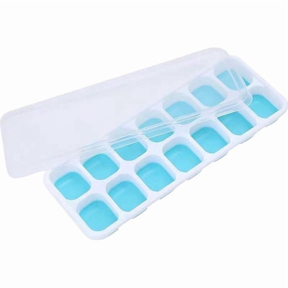 Silicone Ice Trays,Ice Cube Tray with Lids,Easy Release 14 Grids Flexible Silicone Ices Cube Molds,Stackable SiliconeIces Trays Freezer for Kitchen,Cocktail,Coffee,Soup and Food