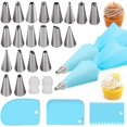 thumbnail image 1 of Silicone Icing Piping Bag,Reusable Cream Pastry Bag and 20× Stainless Steel Nozzle Set DIY Cake Decorating Tool(20×Nozzle, 2×Icing Cream Pastry Bag and 2 X Converter and 3×Scraper) [Energy Class A+], 1 of 7
