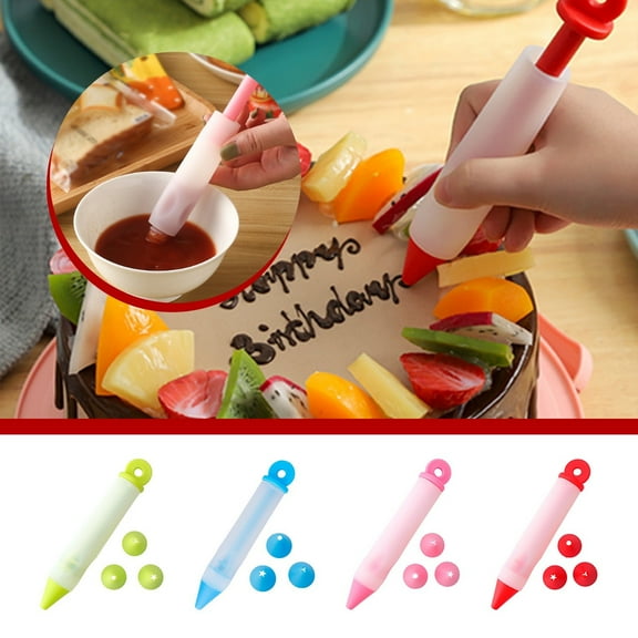 Silicone Icing Piping Pens Under $5! Kadlawus 4 Set Silicone Icing Piping Pens, Cake Decorating Pens with Nozzles, Dessert Decorator Pens for Baking, DIY Cake Doodle Pens forkids