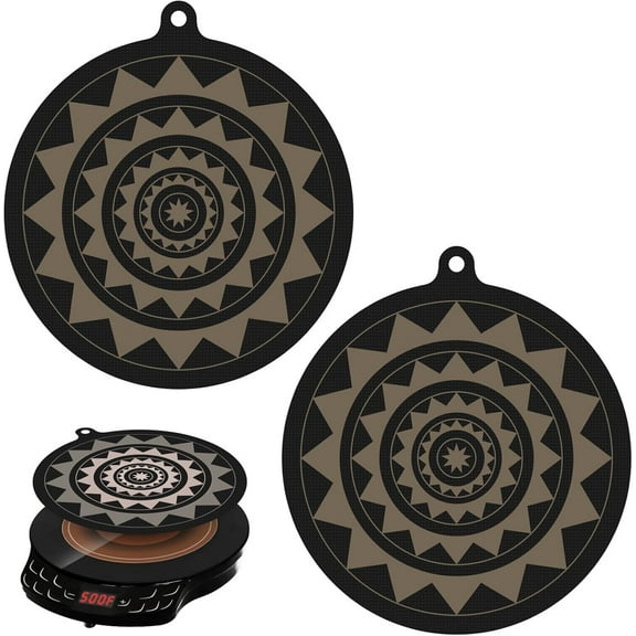 Silicone Induction Cooktop Scratch Protector Pad, GIXUSIL 9.5inch Thermochromic Mat for Stove Top Protector, Non-Slip Reusable Induction Cooktop Cover for Cooking (2 Pack)