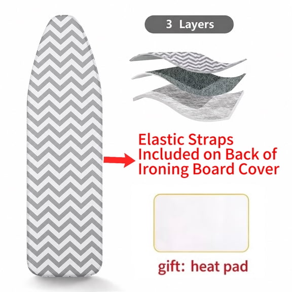 Silicone Ironing Board Cover Only , Heavy Duty Scorch and Stain Resistant Iron Pad, Thick Padding, Large and Standard Boards, Elastic Edge,54" x 14"(Ironing Board not included)