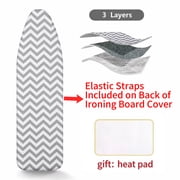 Silicone Ironing Board Cover Only , Heavy Duty Scorch and Stain Resistant Iron Pad, Thick Padding, Large and Standard Boards, Elastic Edge,54" x 14"Ironing Board not included