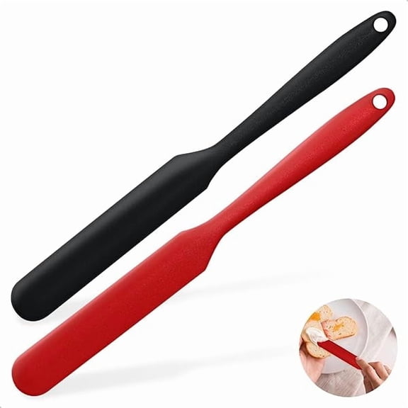 Silicone Jar Scraper with Long Handle, Jam Spreader for Peanut Butter, Kitchen Spatula for Baking and Cake Icing, Small Silicone Spatula, 2Pcs - Multi-Functional High-Efficiency Design