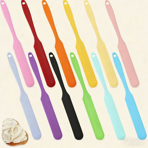 Silicone Jar Spatula, Heat-resistant Jar Scraper with Long Handle, Non-stick Cream Jam Spreader Narrow Kitchen Gadget for Butter, Cake, Blender, Dough