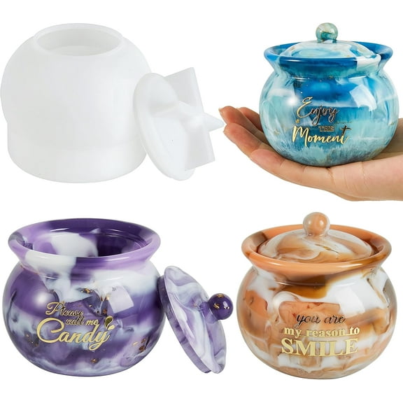 Silicone Jars Molds with Lids for Epoxy Resin Casting, Candy Jewelry Storage Boxes, Home Decoration, DIY Crafts