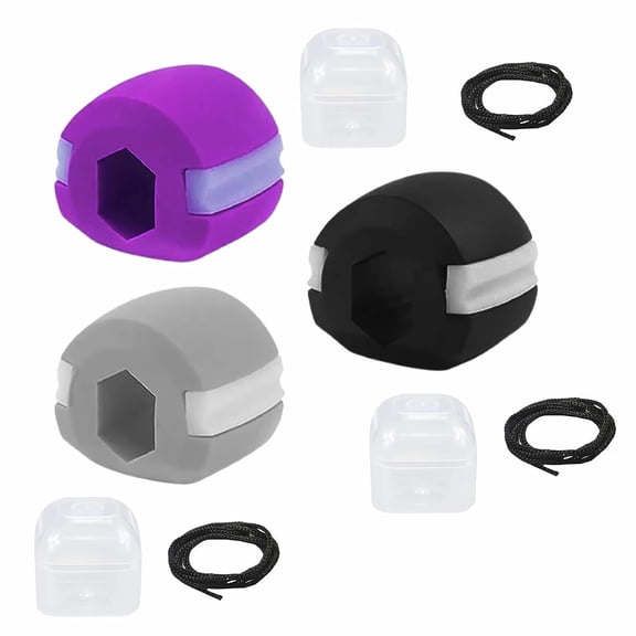 Silicone Jawline Exerciser 3 Pack - Facial Muscle Trainer Jaw Trainer Set with Resistance Levels for Men & Women