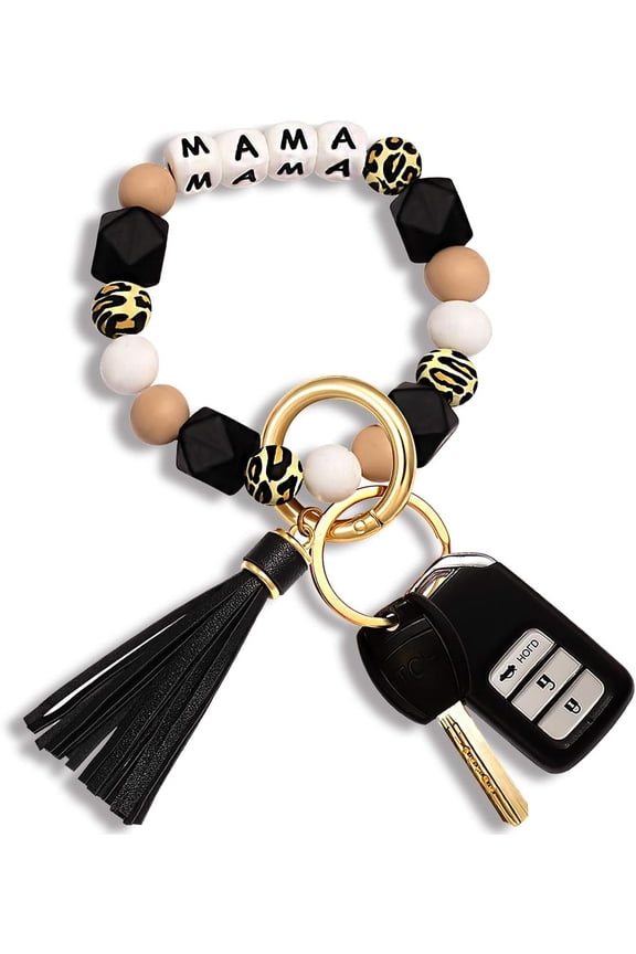 Silicone Key Ring Bracelet Beaded Wrislet Keychain Portable House Car Keys Ring Holder