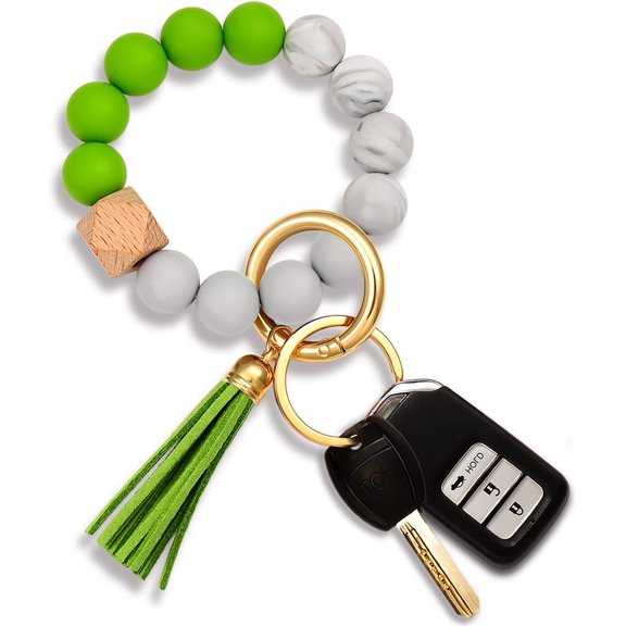 Silicone Key Ring Bracelet Beaded Wrislet Keychain Portable House Car Keys Ring Holder