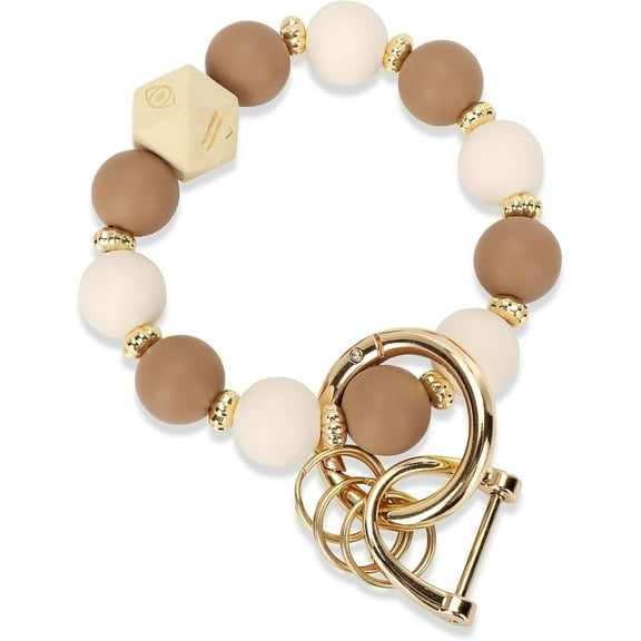 Silicone Key Ring Bracelet for Women | Stretchy Wrist Keychain Bracelet for Car Keys, Wallets, ID Badge