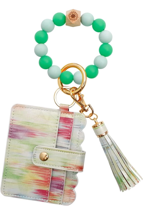 Silicone Key Ring Bracelet with Slim Card Case, Stylish Wristlet Wallet for Keys, ID, and Credit Cards, Perfect On-the-Go Accessory