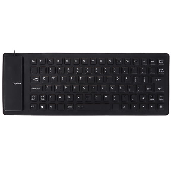 Silicone Keyboard, 85 Keys Foldable USB Wired Keyboard, Waterproof, Dustproof, Silent Soft Touch for PC Laptop, Black