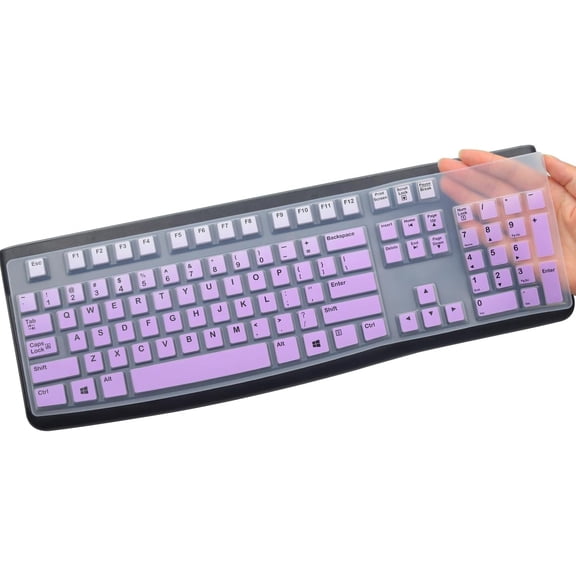 Silicone Keyboard Cover for Logitech K120 & MK120 Ergonomic Desktop USB Wired Keyboard, Logitech K120 & MK120 Keyboard Protective Skin US Layout (NOT Fit Other Model)-OmbrePurple