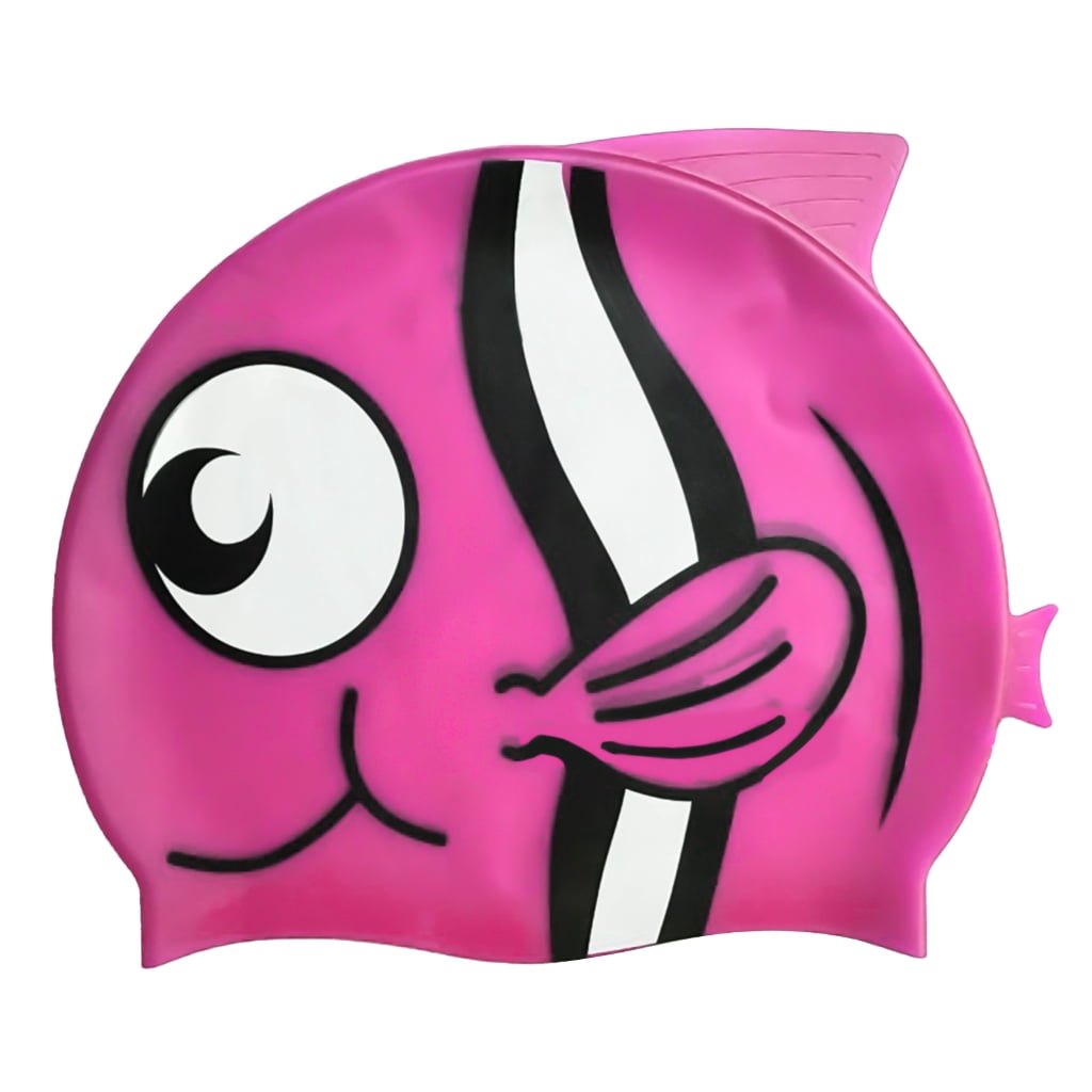 Silicone Kids Swimming Cap Cute Cartoon Fish Shape Swim Cap Comfortable ...
