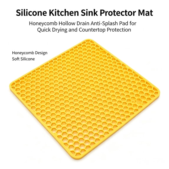 Silicone Kitchen Sink Protector Mat, Honeycomb Hollow Drain Anti-Splash ...