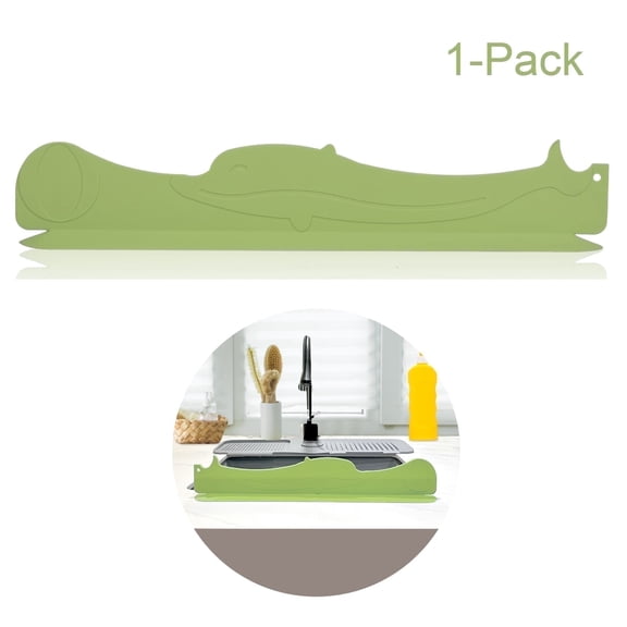 Silicone Kitchen Sink Water Splash Guard Protector for Single Standard Sink 17.25 inch Long 2 inch Wide 3 inch High-Pale Green