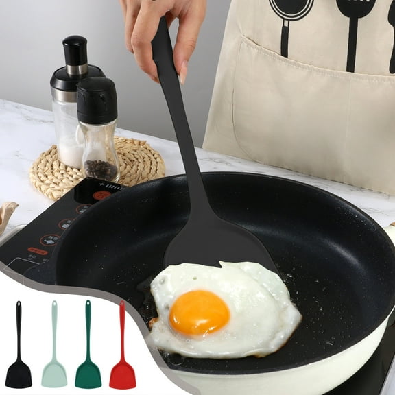 Silicone Kitchen Spatula, Non-stick Cooking Utensil, Heat-resistant and Easy to Clean, for Flipping, Stirring, Baking, Black, 1 Pc, by IHXORA