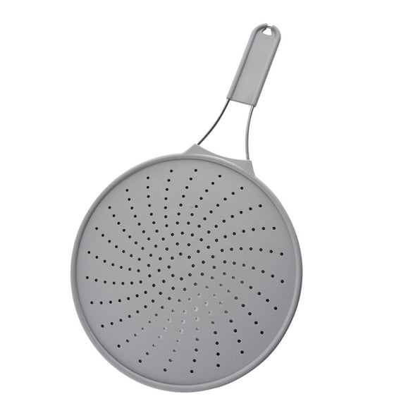 Silicone Kitchen Splatter Screen With Handle Heat-resisting Oil Splash Guard Drain Board Cover Frying Pan Lid(L)