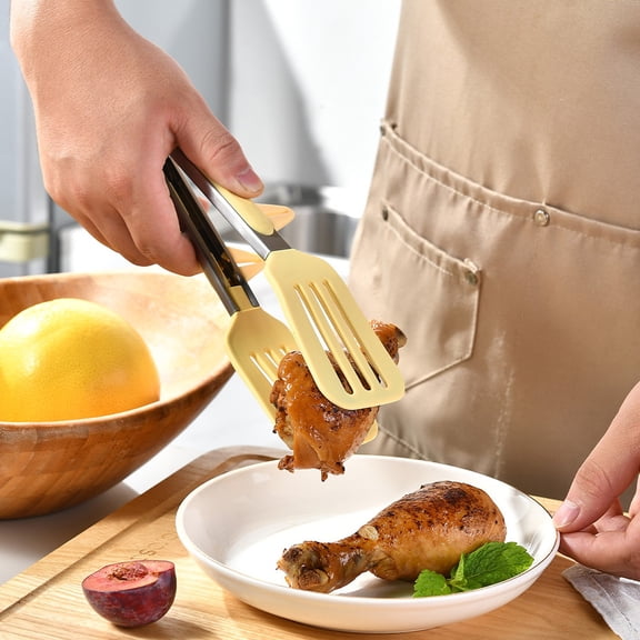 Silicone Kitchen Tongs 9 Inch with Stainless Steel Core – Heat Resistant 446°F, Slotted Non Stick Cooking Tongs for Grilling, Frying, Baking, Dishwasher